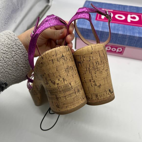 Pop Womens Admission Heeled Sandals Pink Fuschia Size 8M - Picture 9 of 16